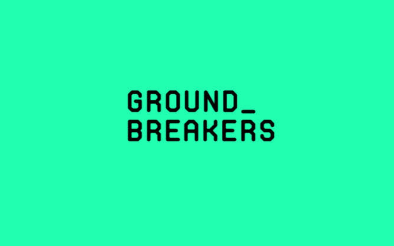 Logo des GROUNDBREAKERS Summit, schwarze Schrift auf mintgrünem Grund